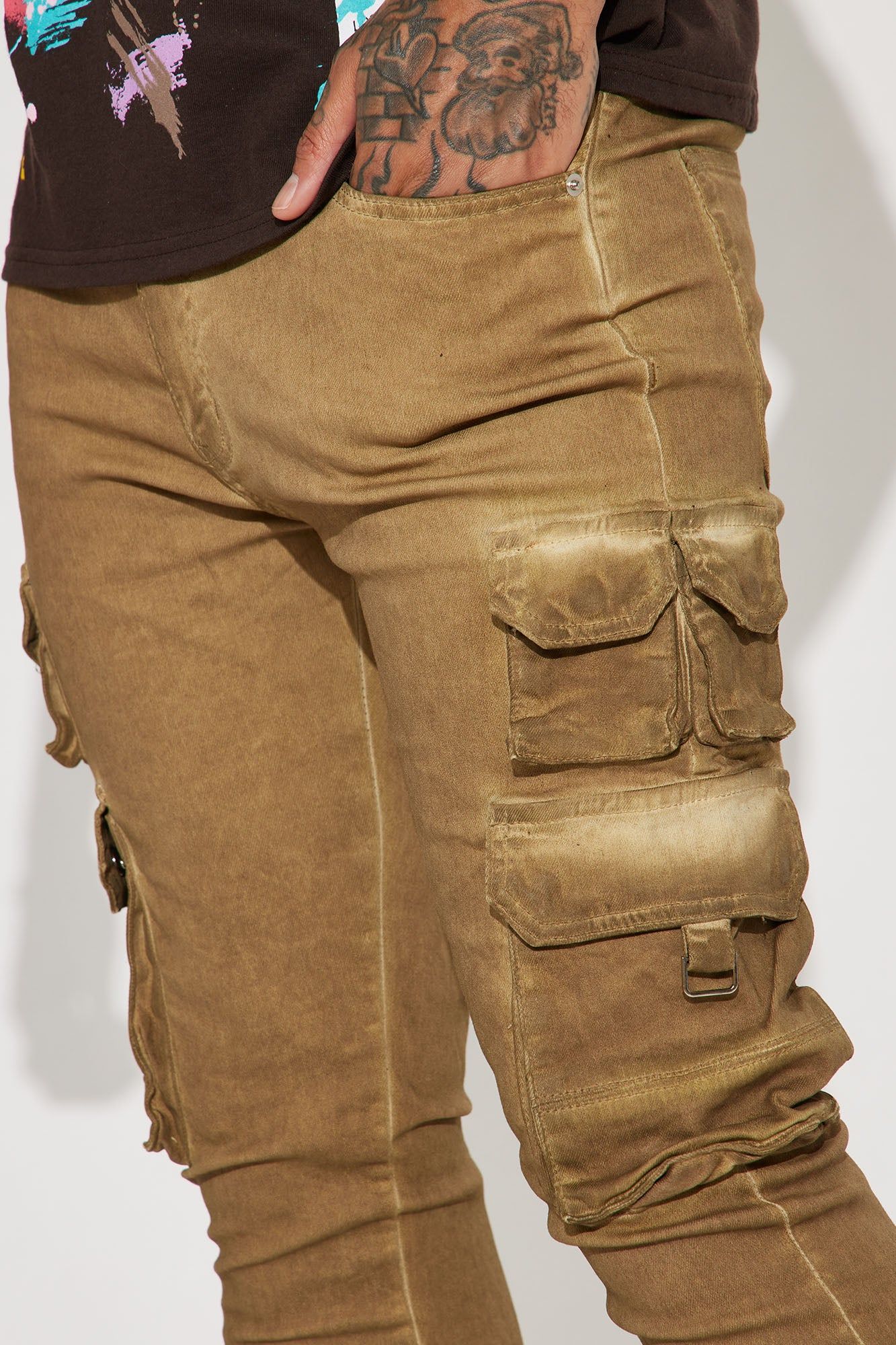 Loaded Stacked Skinny Cargo Jeans - Camel sold by Fashion Nova product image thumbnail 4