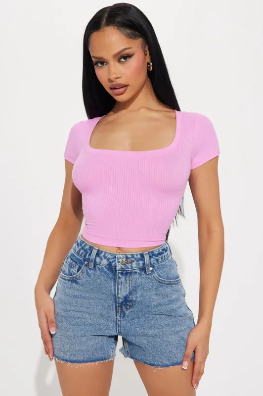 Stacy Square Neck Crop Top - Hot Pink sold by Fashion Nova