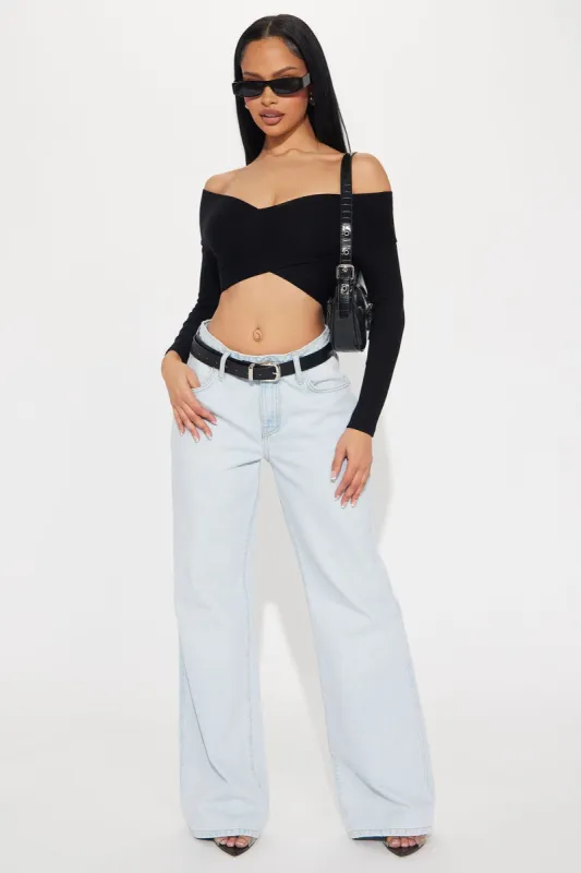 Tell Everybody Loose Flare Jeans - Light Wash sold by Fashion Nova