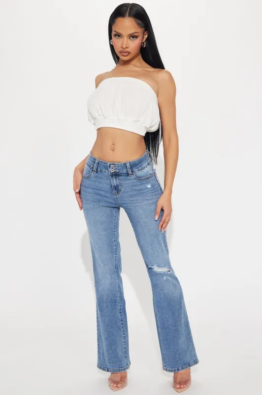 Causing Scenes Stretch Bootcut Jeans - Medium Wash sold by Fashion Nova