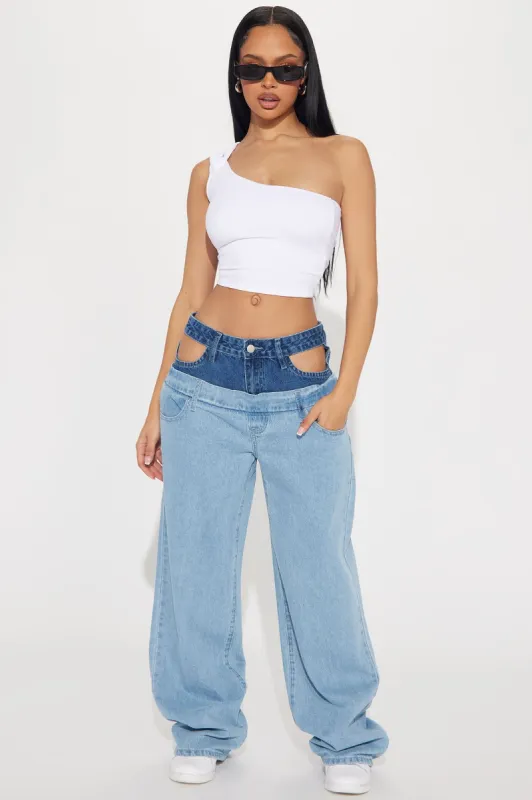 My Other Half Wide Leg Jeans - Light Wash sold by Fashion Nova