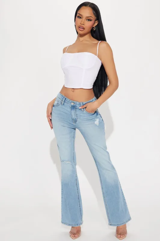 Can't Give It Up Stretch Bootcut Jeans - Light Wash sold by Fashion Nova