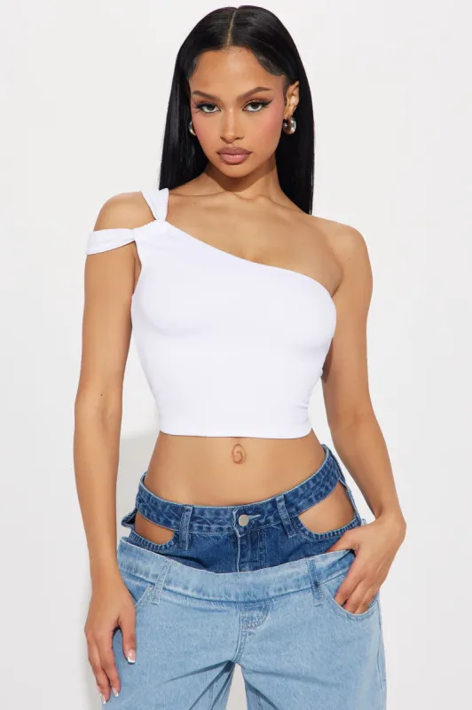 Sugar Rush One Shoulder Top - White sold by Fashion Nova