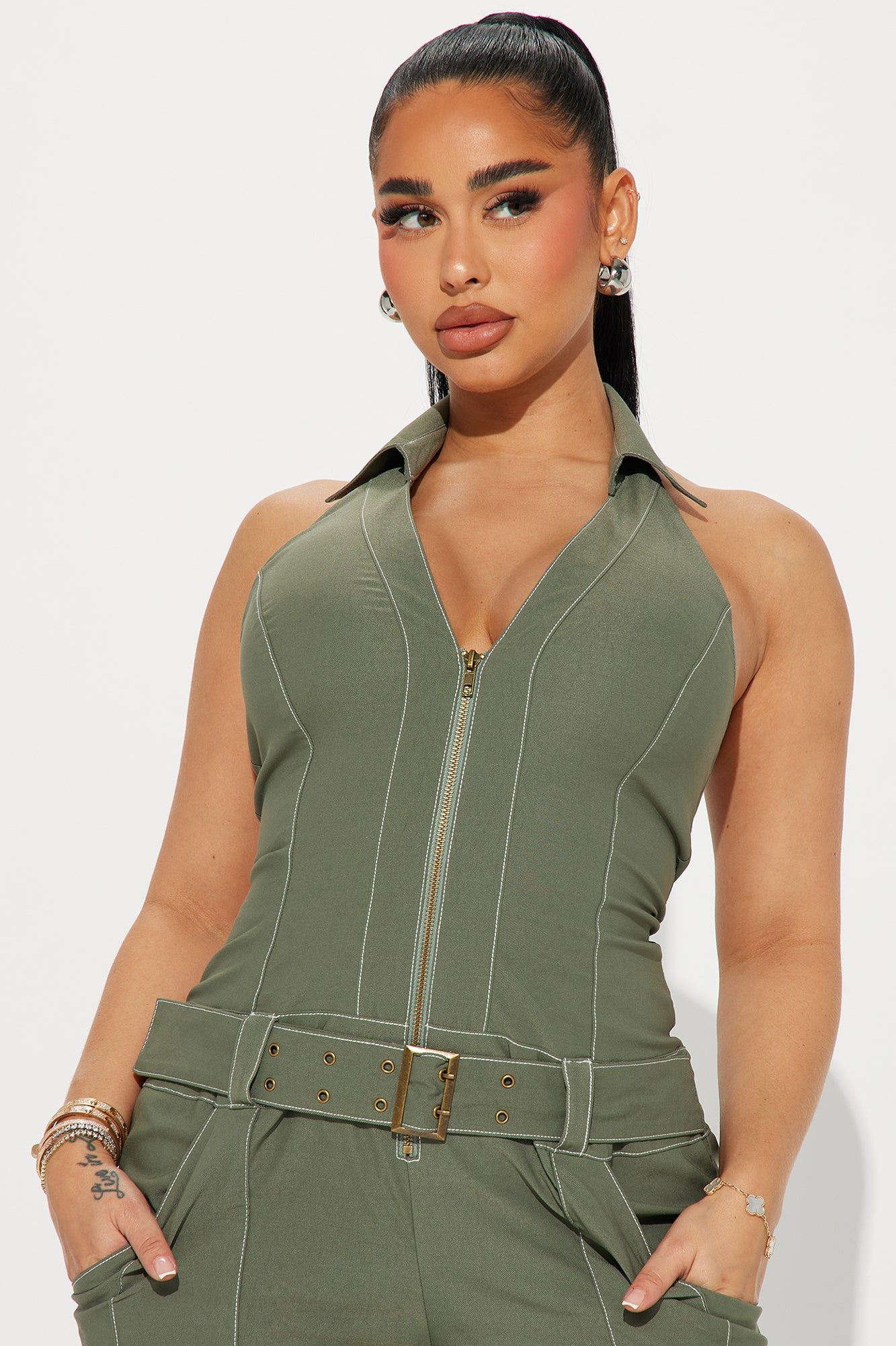 Make It Happen Cargo Jumpsuit - Olive sold by Fashion Nova product image thumbnail 2