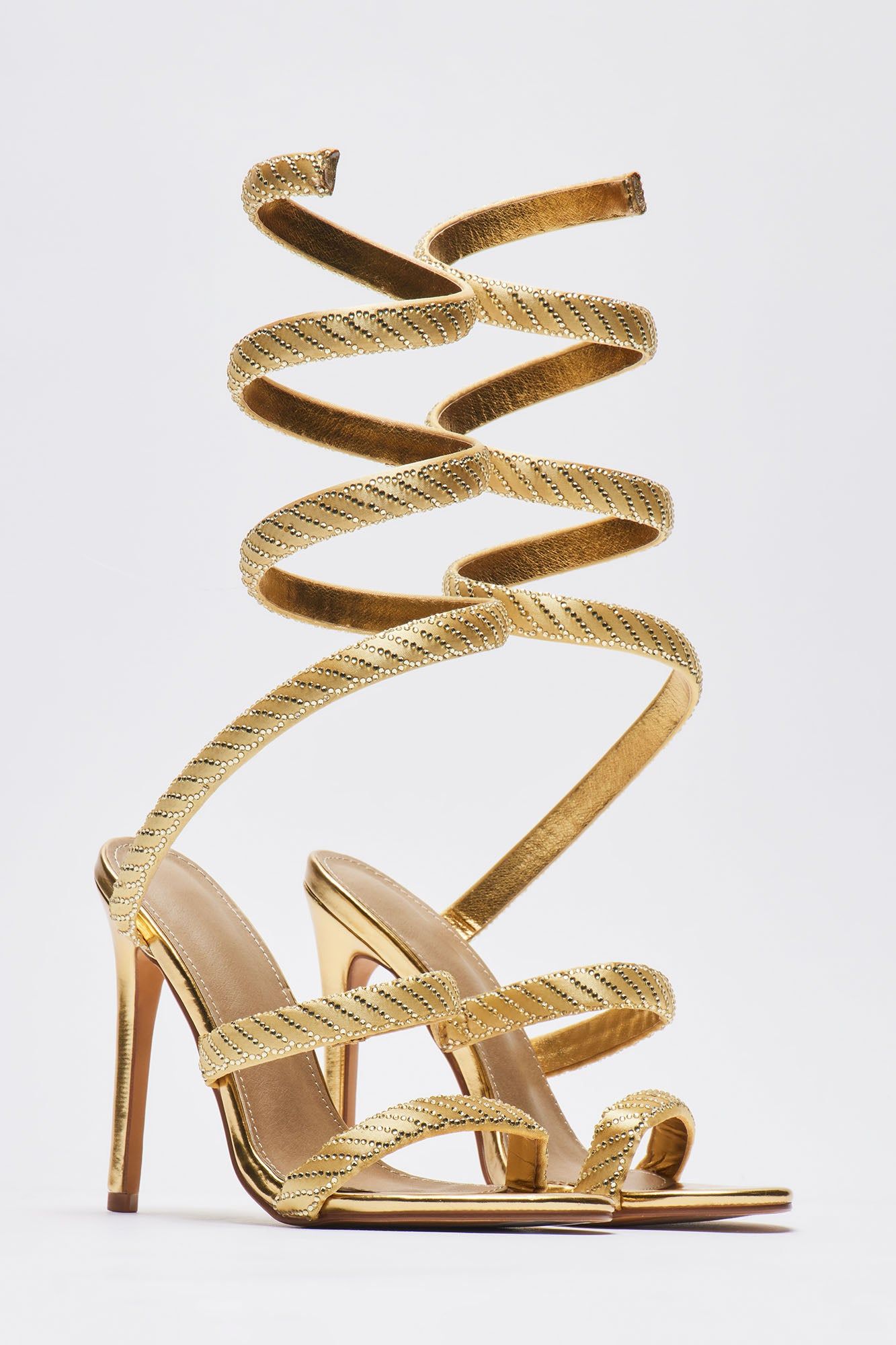 Playing Hard To Get Wrap Up Heeled Sandals - Gold sold by Fashion Nova product image thumbnail 4