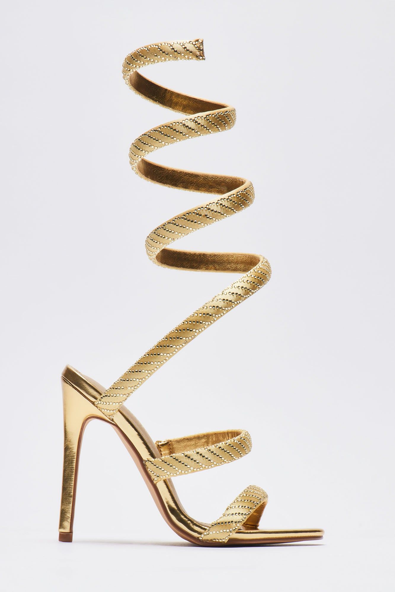 Playing Hard To Get Wrap Up Heeled Sandals - Gold sold by Fashion Nova product image thumbnail 2