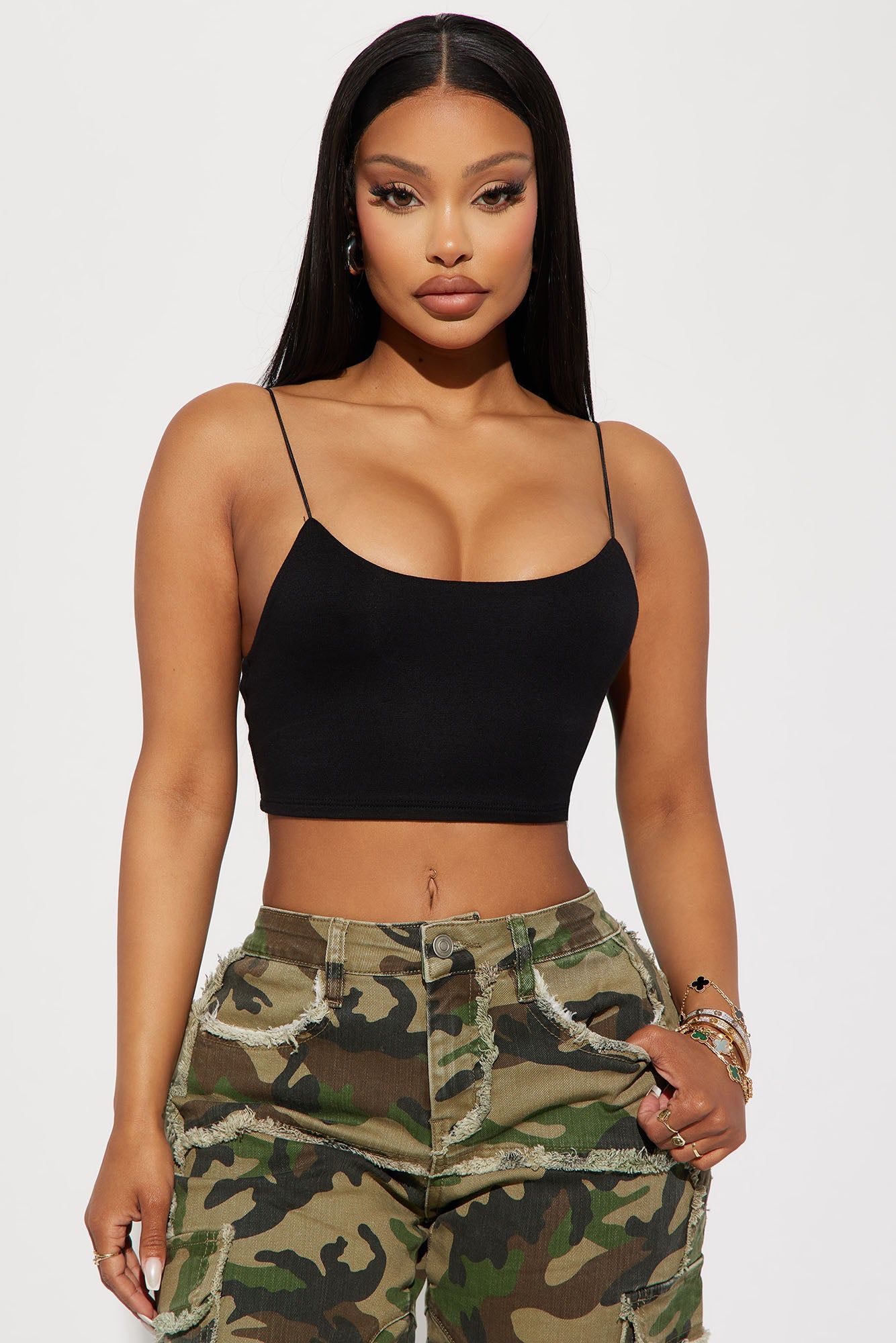 Kiki Super Cropped Top - Black sold by Fashion Nova