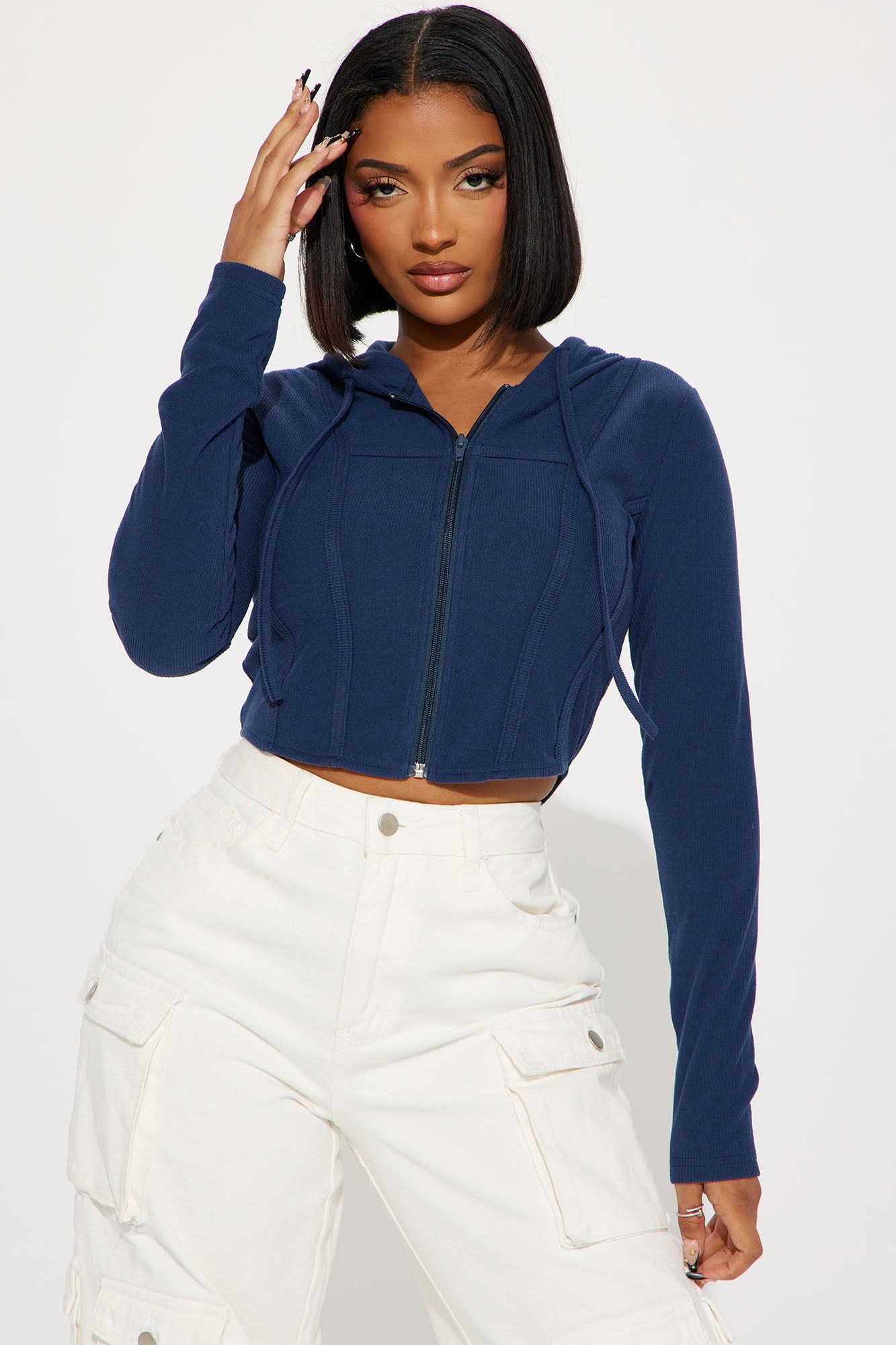 At Your Best Lounge Hoodie - Navy sold by Fashion Nova
