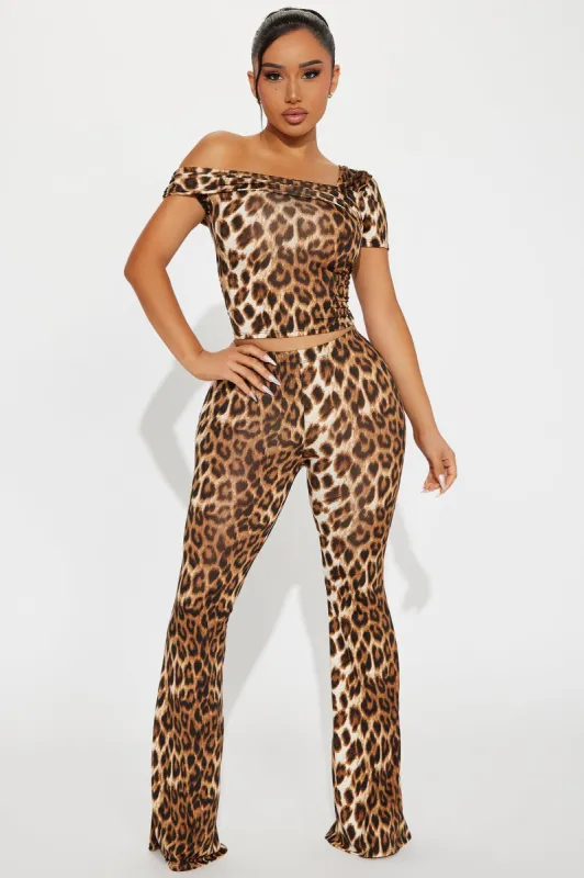 Truth Be Told Leopard Pant Set - Brown/combo sold by Fashion Nova
