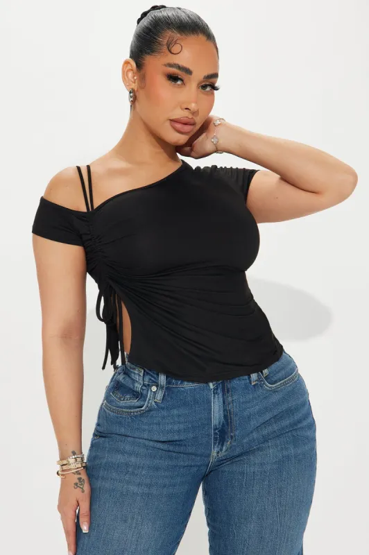 Taylor One Shoulder Top - Black sold by Fashion Nova