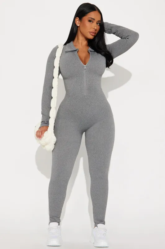 Emaline Seamless Jumpsuit - Charcoal sold by Fashion Nova