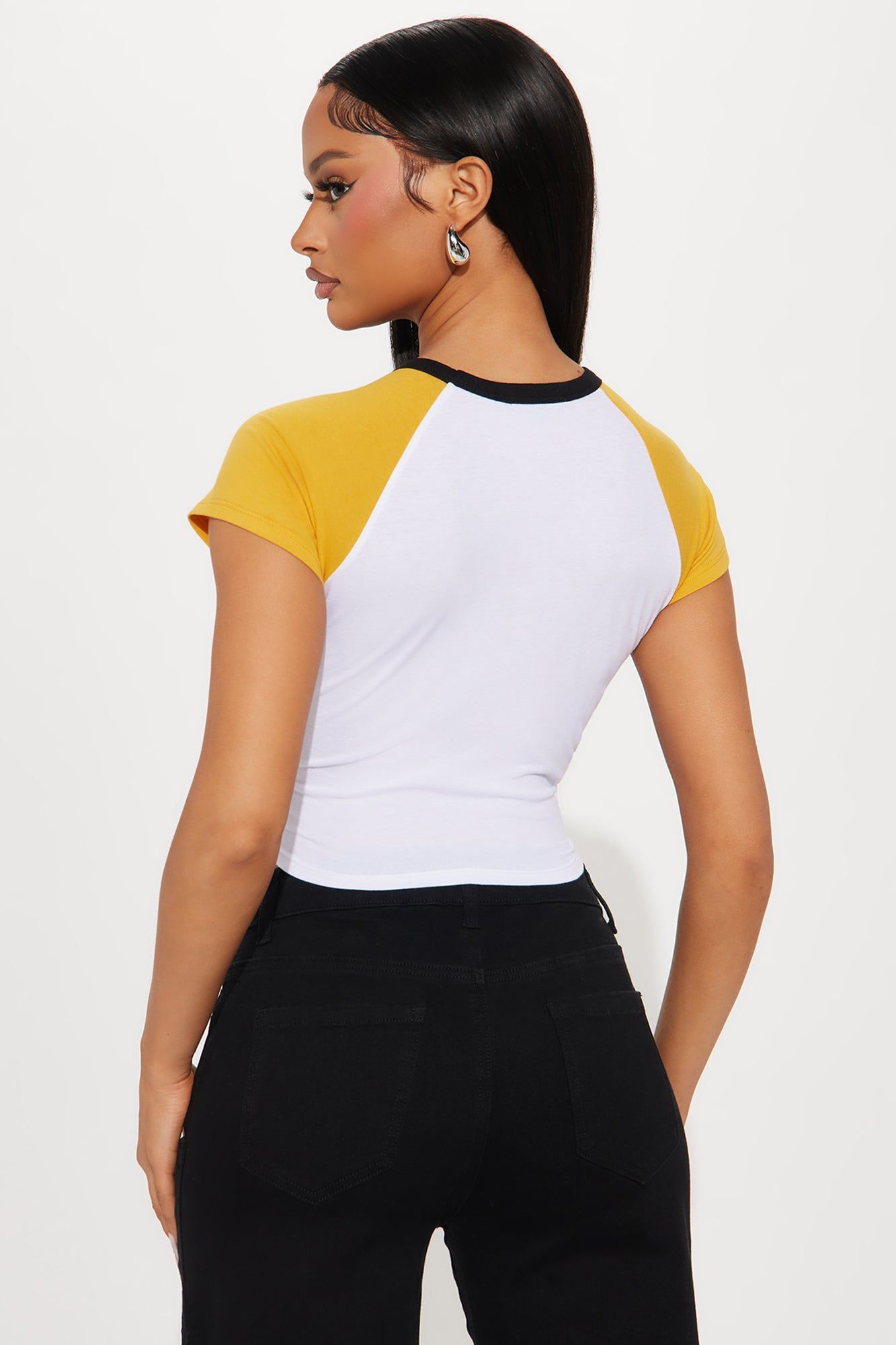 Brooklyn Raglan Tee - Black/Yellow sold by Fashion Nova product image thumbnail 4