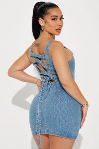 Tara Denim Mini Dress - Medium Wash sold by Fashion Nova