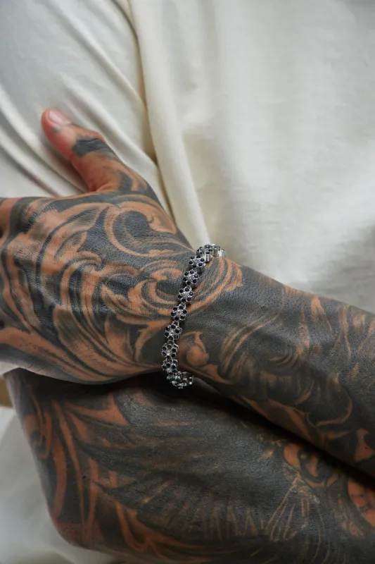 Black Iced Flower Bracelet - Silver sold by Fashion Nova