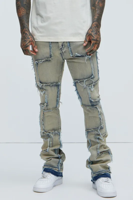 Be Square Stacked Skinny Flare Jeans - Light Blue sold by Fashion Nova