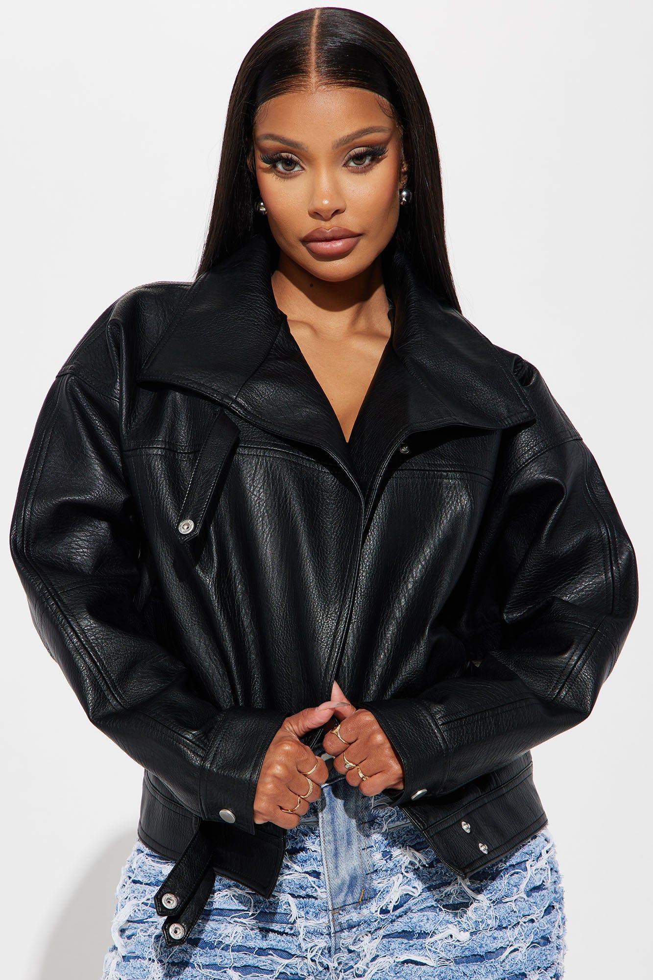 Rough Ride Oversized Moto Jacket - Black sold by Fashion Nova