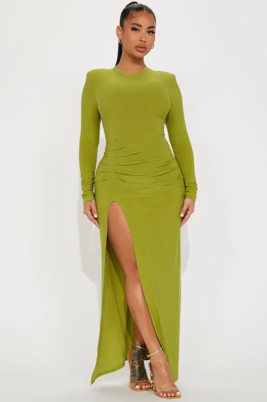 Ophelia Ruched Maxi Dress - Chartreuse sold by Fashion Nova