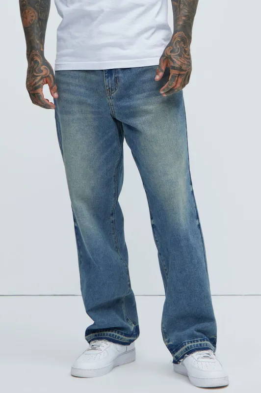 Corey Casual Blue Dean Straight Jeans - Medium Blue Wash sold by Fashion Nova