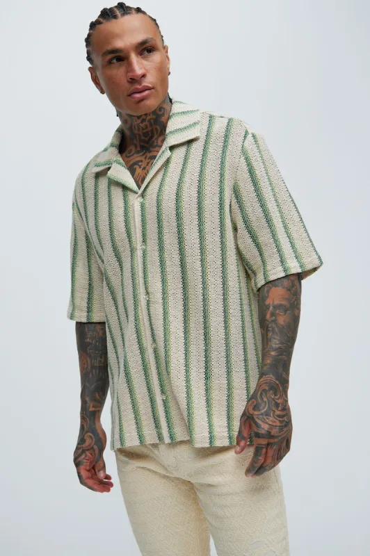 Peyton Textured Shirt - Green/combo sold by Fashion Nova