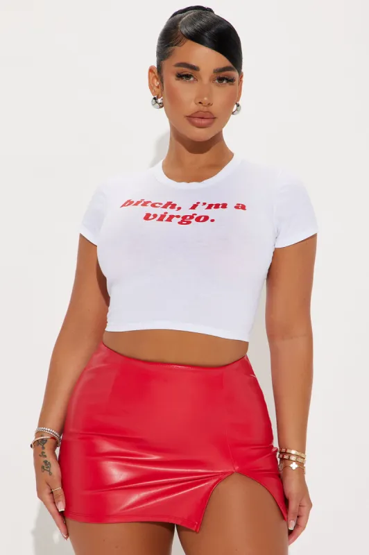 Bitch I'm An Virgo Fitted Tee - White sold by Fashion Nova