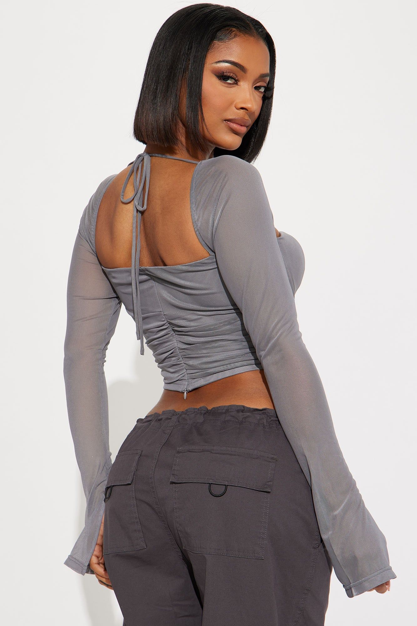 Mia Bella Mesh Top - Grey sold by Fashion Nova product image thumbnail 3