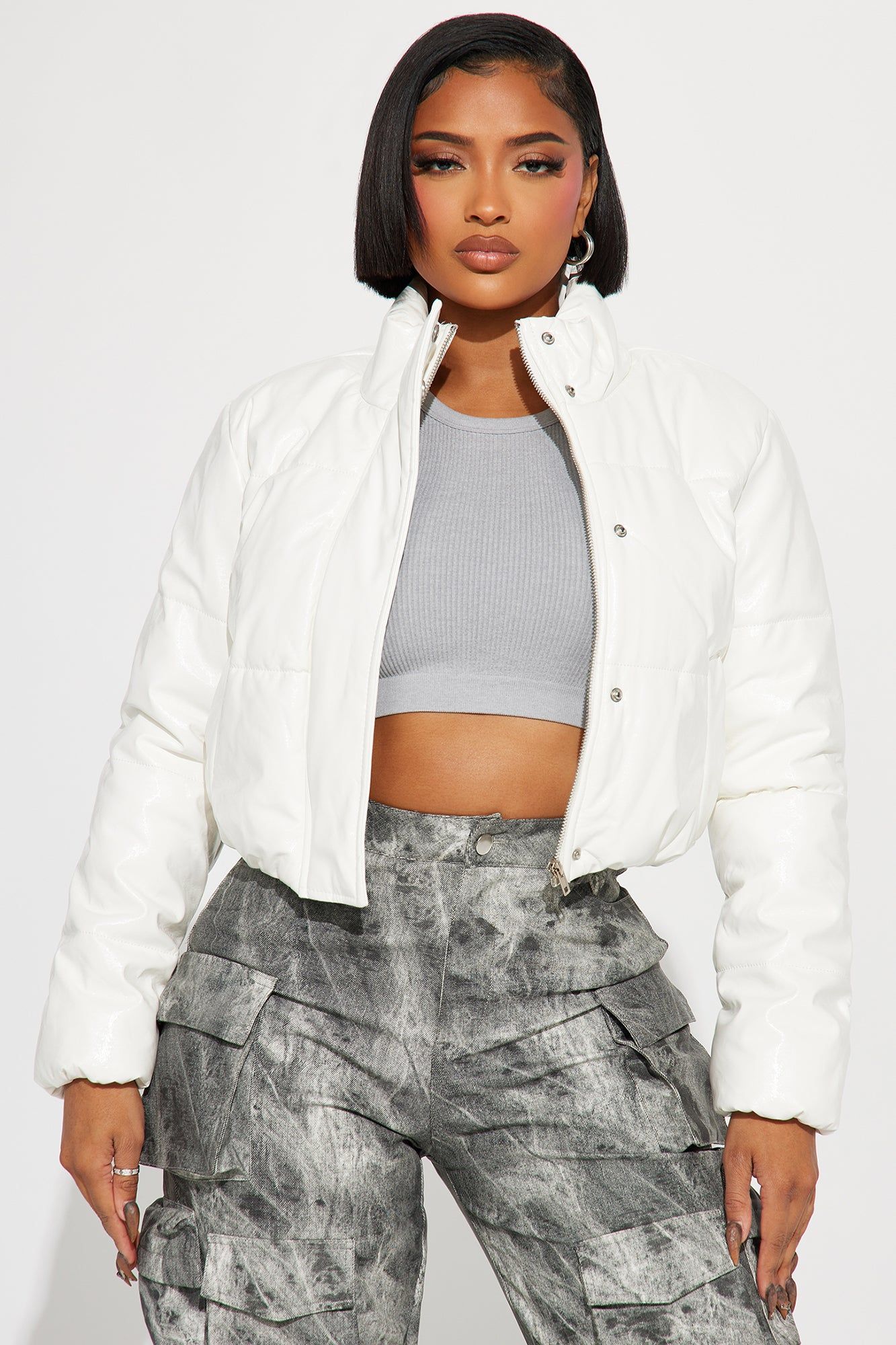 Shining Bright Puffer Jacket - Ivory sold by Fashion Nova