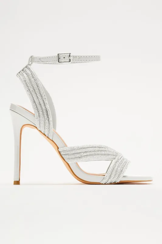 Odessa Rhinestone Heels - Silver sold by Fashion Nova