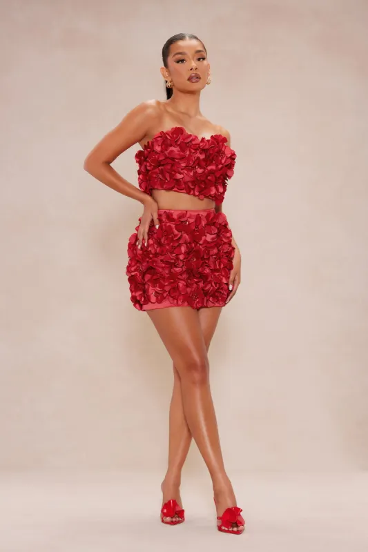 Myla Floral Applique Mini Skirt - Red sold by Fashion Nova