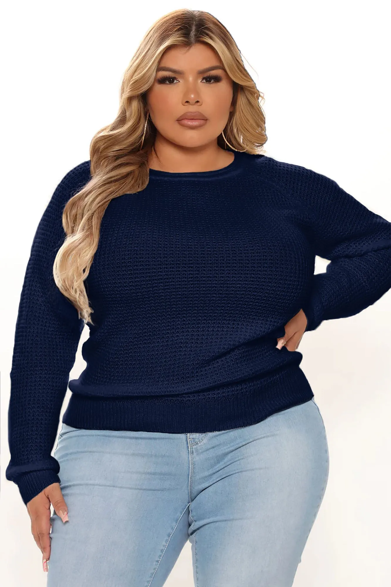 Ariana Waffle Sweater - Navy sold by Fashion Nova product image thumbnail 4