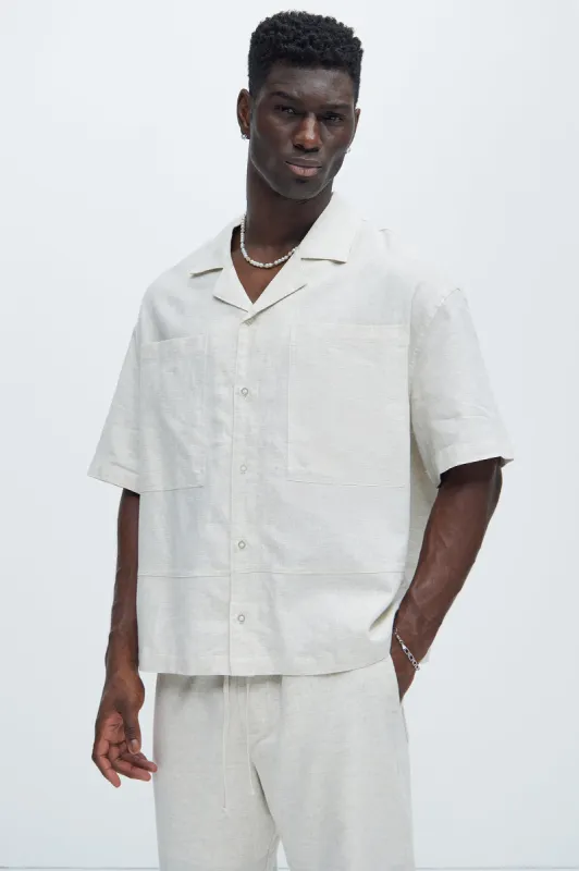 Bahamas Linen Cuban Shirt - Oatmeal sold by Fashion Nova