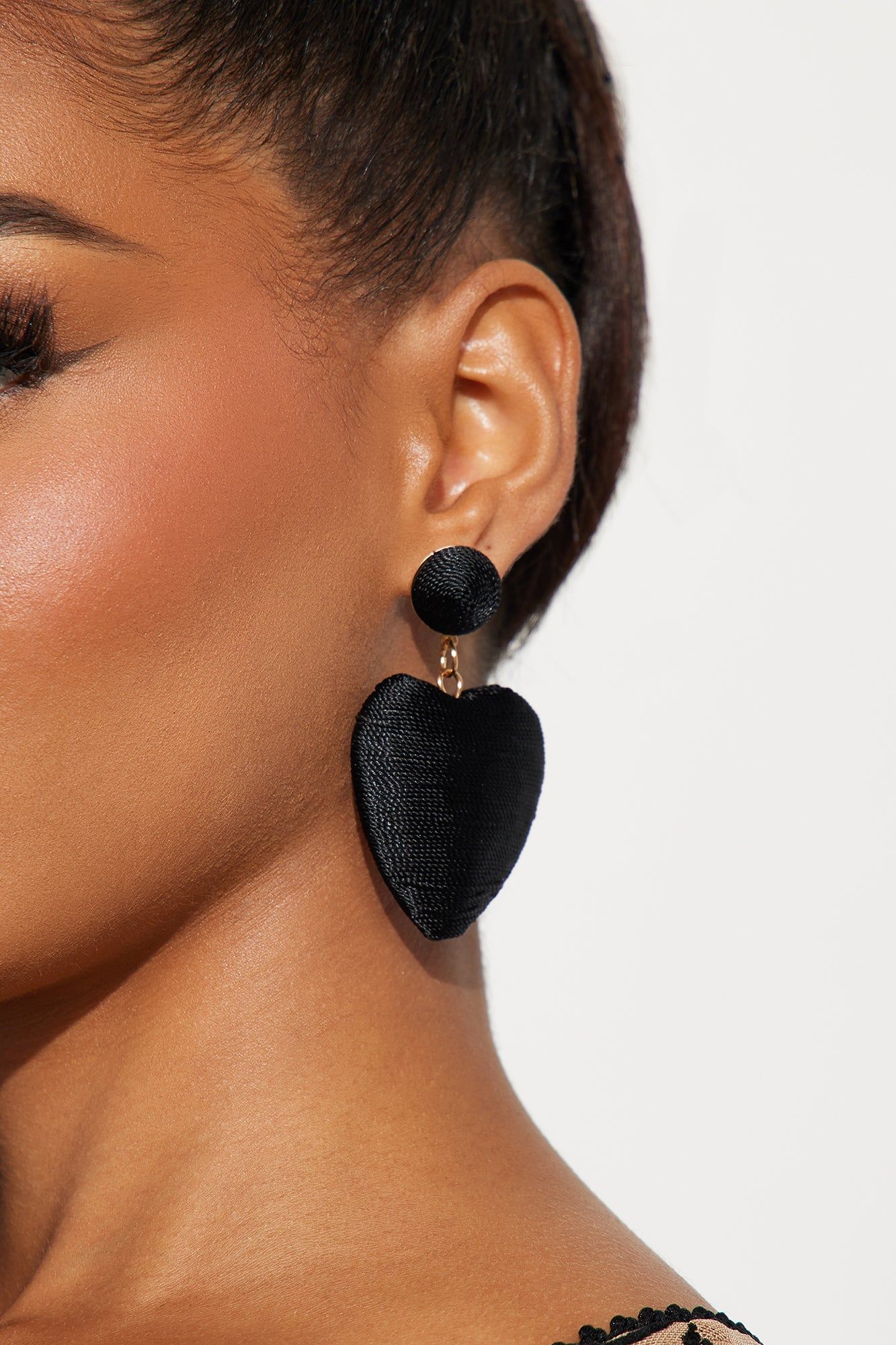 Puffer Heart Earrings - Black sold by Fashion Nova