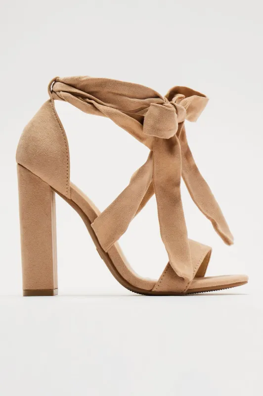 Megana Wrap Up Heels - Nude sold by Fashion Nova