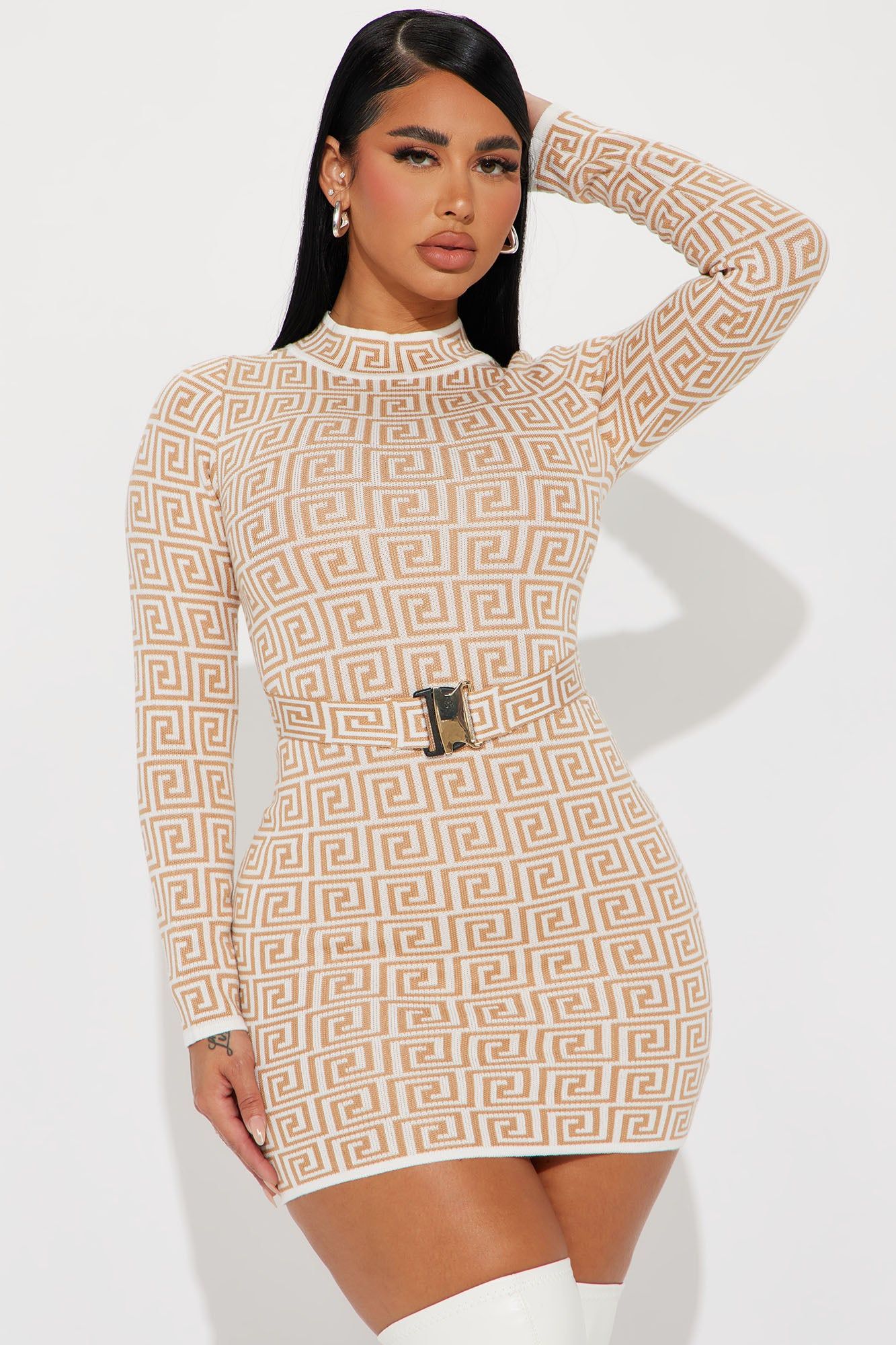Patricia Sweater Mini Dress - Ivory/combo sold by Fashion Nova product image thumbnail 2