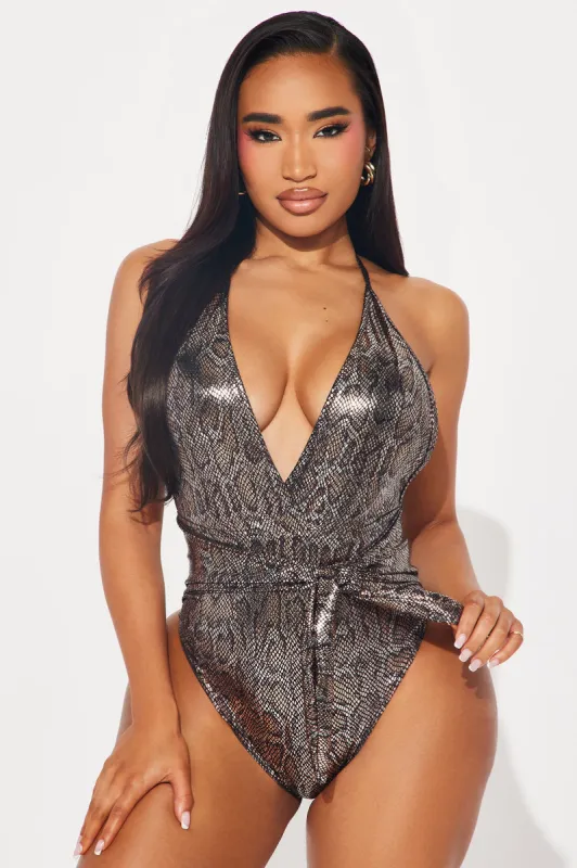Sand In My Toes Tie 1 Piece Swimsuit - Brown/combo sold by Fashion Nova