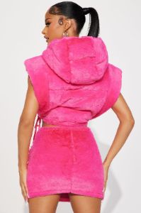 Everything I Want Faux Fur Skirt Set - Fuchsia sold by Fashion Nova
