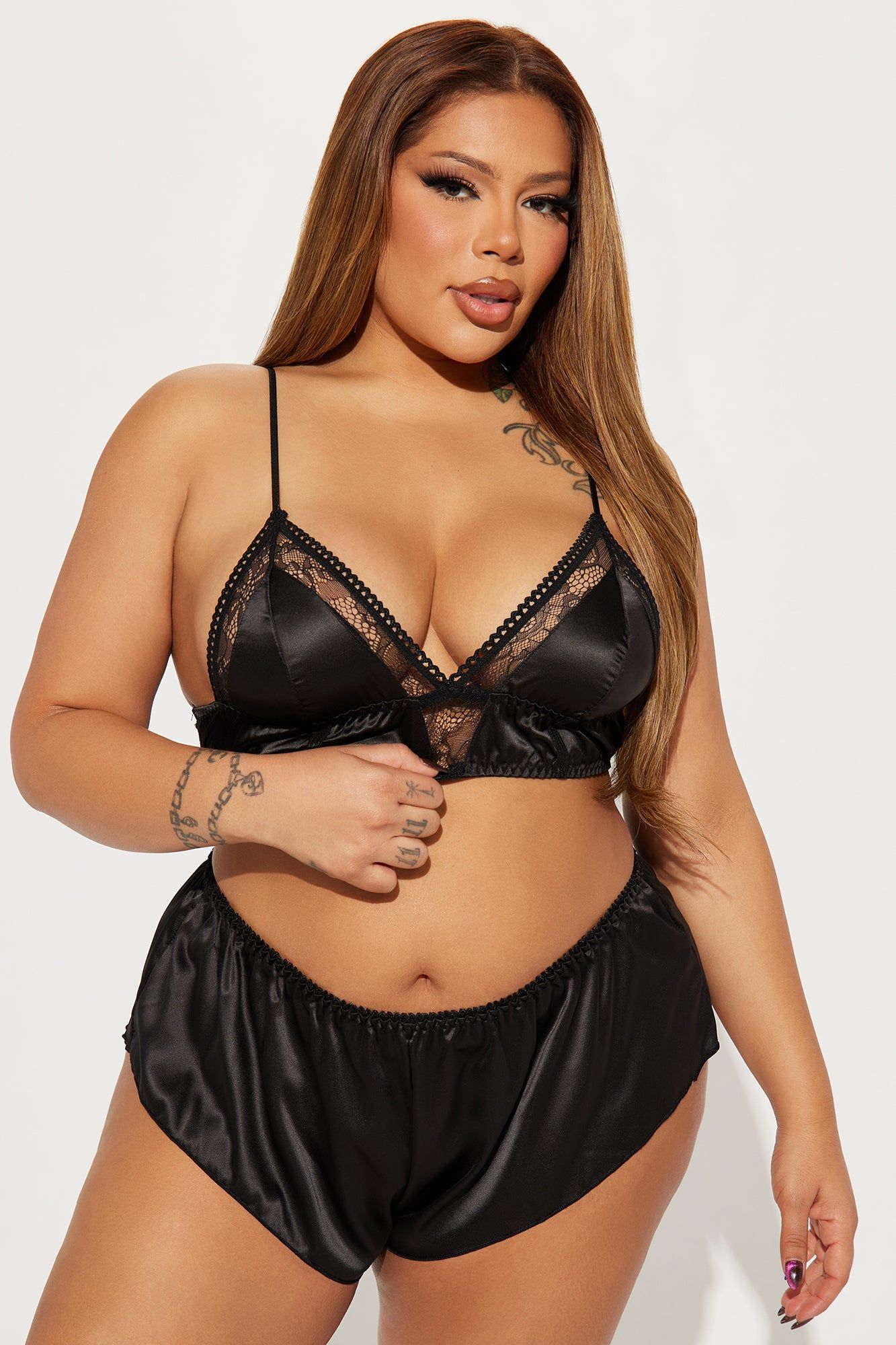 Touch Of Passion Satin 2 Piece Set - Black sold by Fashion Nova product image thumbnail 4