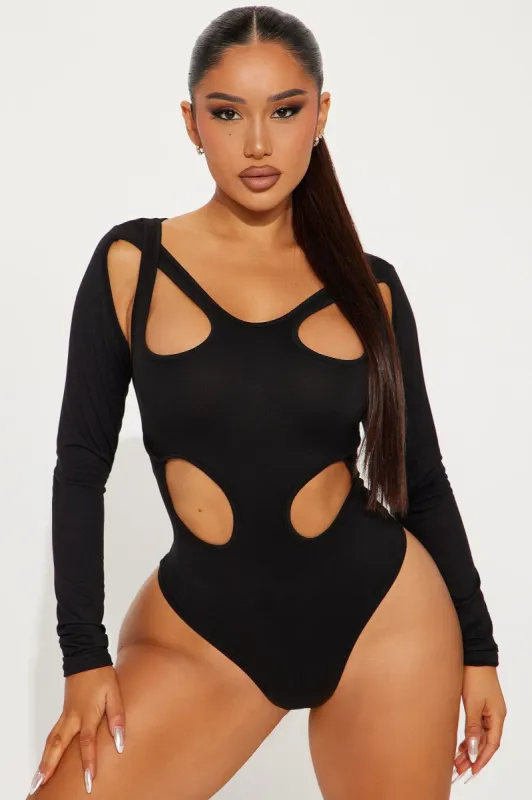Cassidy Cut Out Bodysuit - Black sold by Fashion Nova