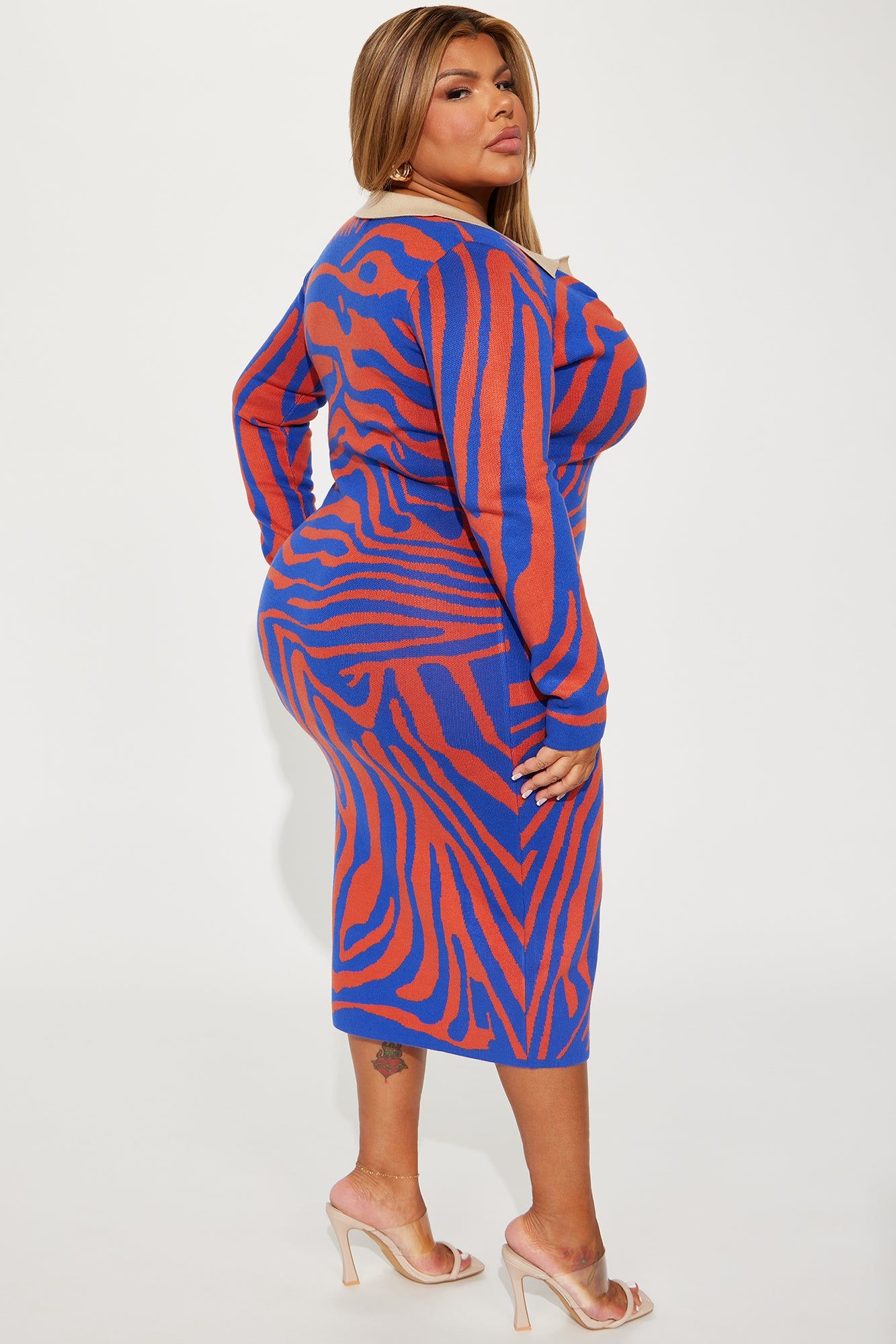 Fierce And Cozy Sweater Midi Dress - Blue/combo sold by Fashion Nova product image thumbnail 3