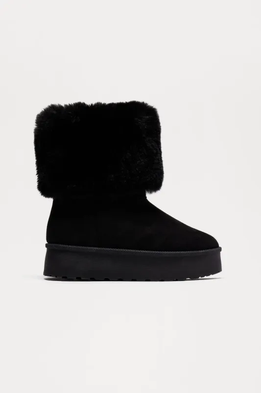 Denmark Faux Fur Booties - Black sold by Fashion Nova