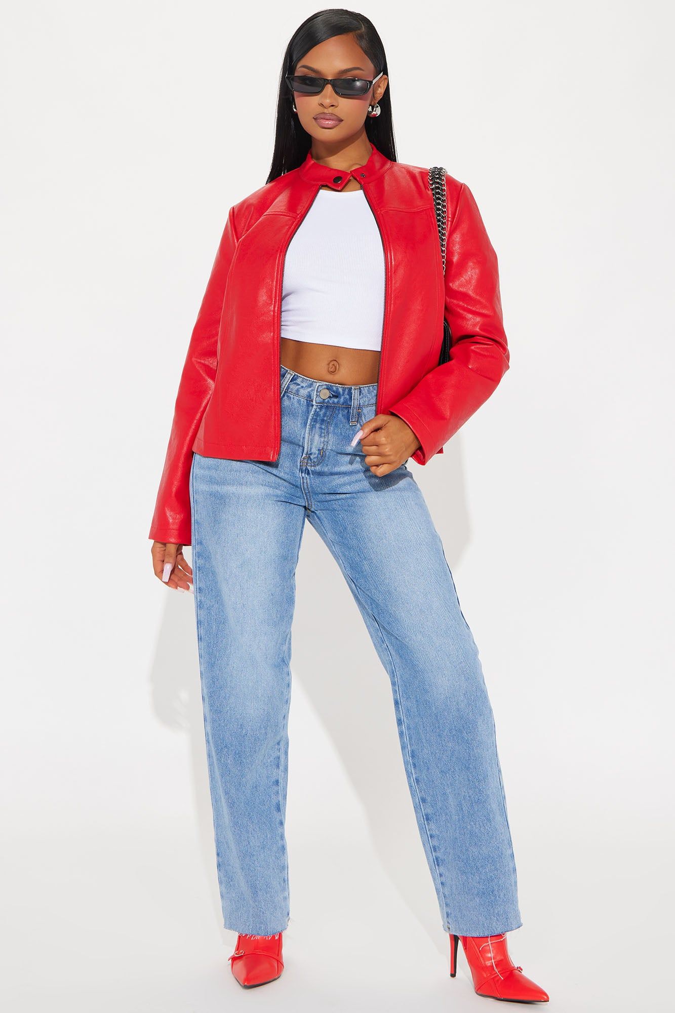 Love At First Sight Faux Leather Jacket - Red sold by Fashion Nova product image thumbnail 2