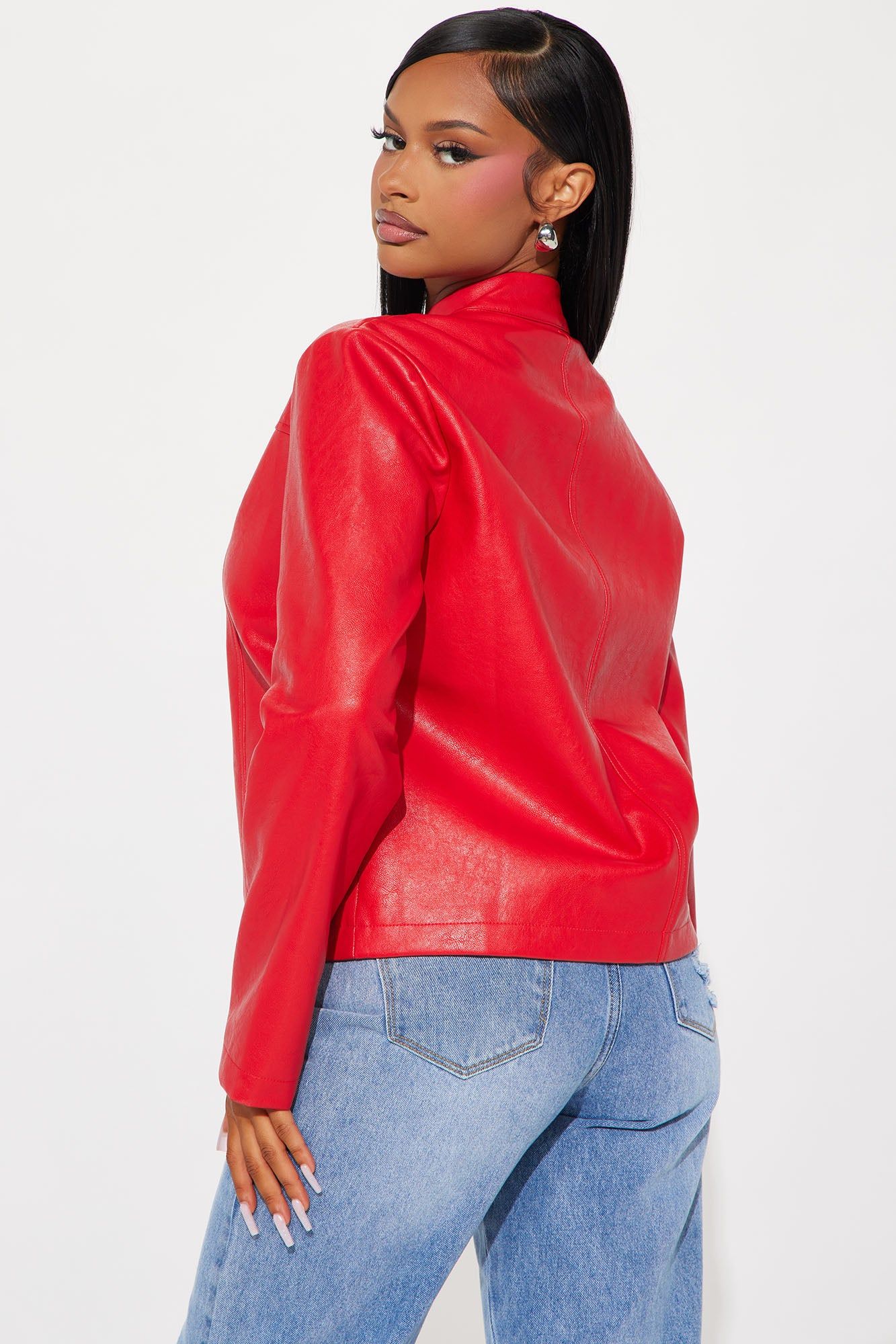Love At First Sight Faux Leather Jacket - Red sold by Fashion Nova product image thumbnail 4