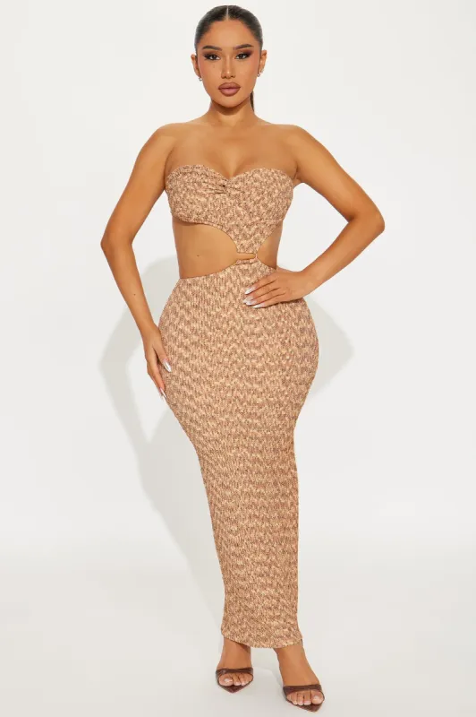 Island Breeze Textured Midi Dress - Rust sold by Fashion Nova