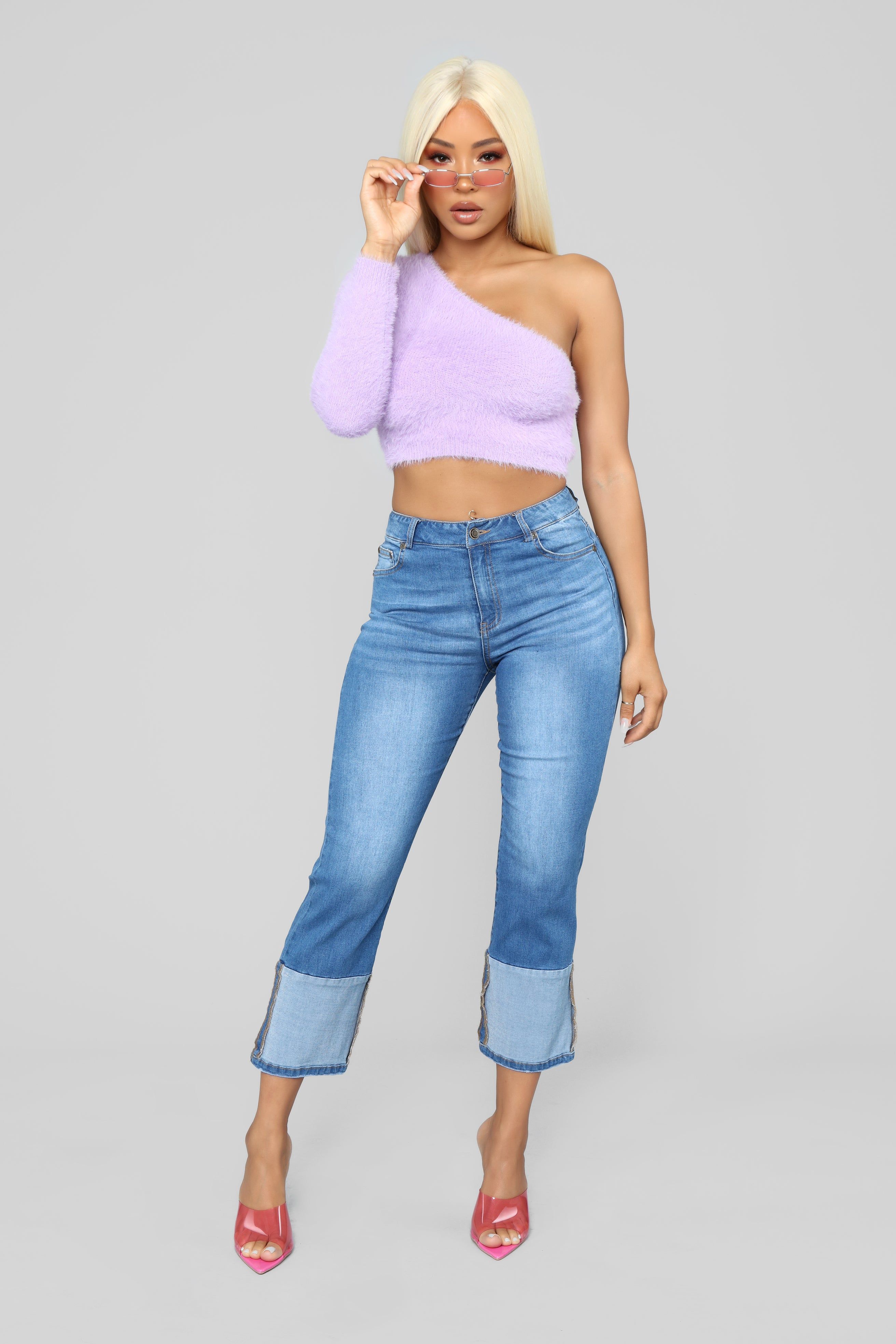 Two Toned Heart Straight Leg Crop Jeans - Medium Blue Wash sold by Fashion Nova product image thumbnail 3