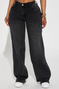 Vita Low Waist Stretch Baggy Jeans - Black Wash sold by Fashion Nova