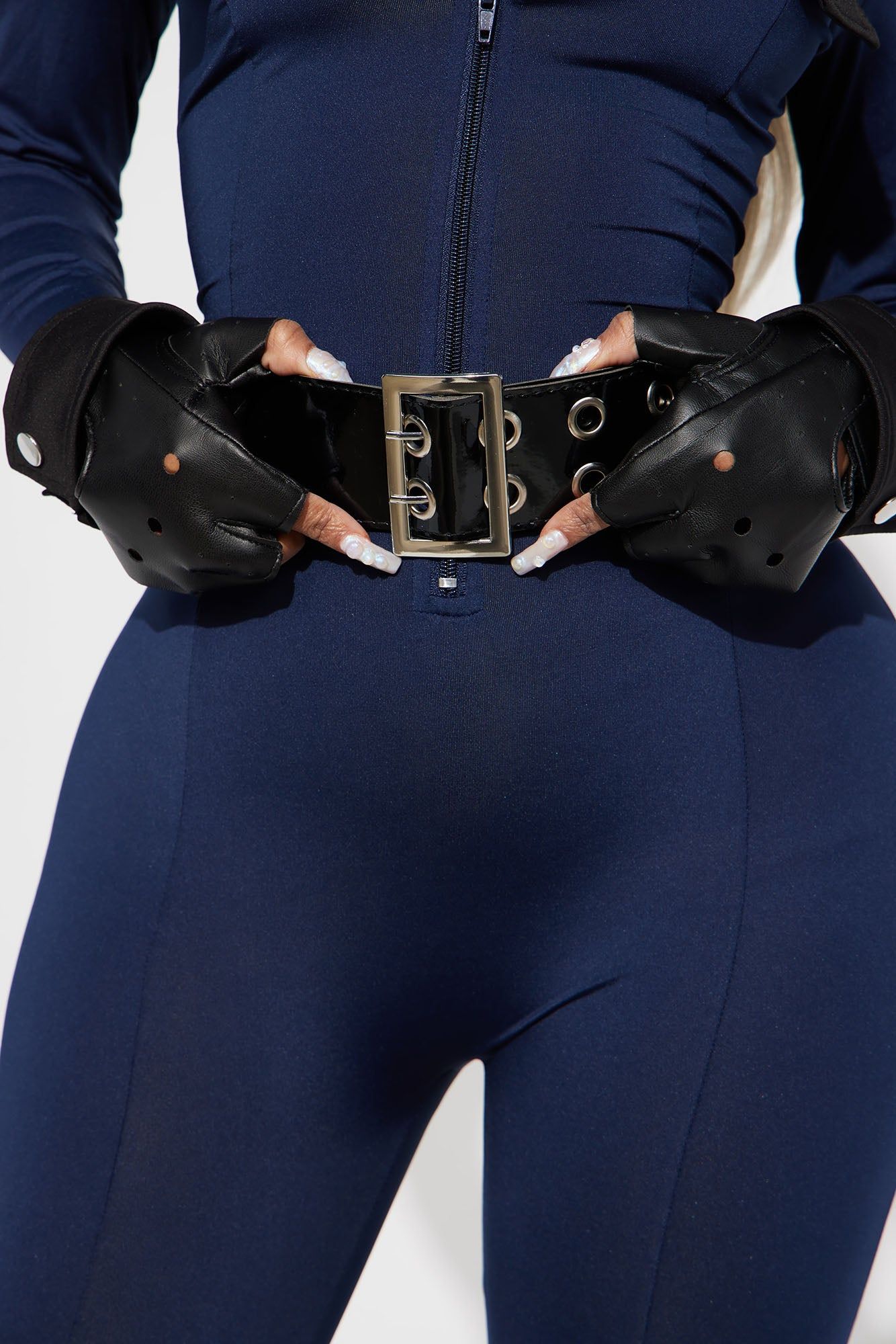 You Better Behave Jumpsuit 3 Piece Costume Set - Navy/combo sold by Fashion Nova product image thumbnail 4