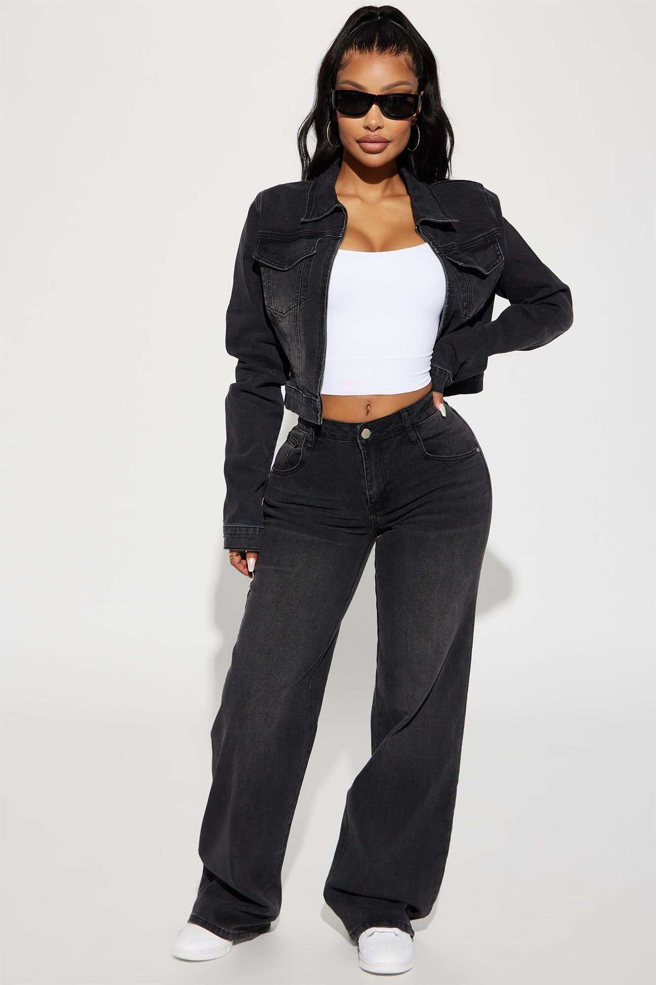 Vita Low Waist Stretch Baggy Jeans - Black Wash sold by Fashion Nova