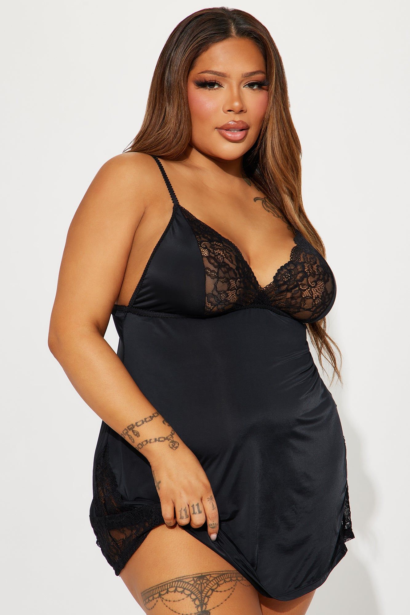 All About Us Satin Lace Babydoll - Black sold by Fashion Nova product image thumbnail 4
