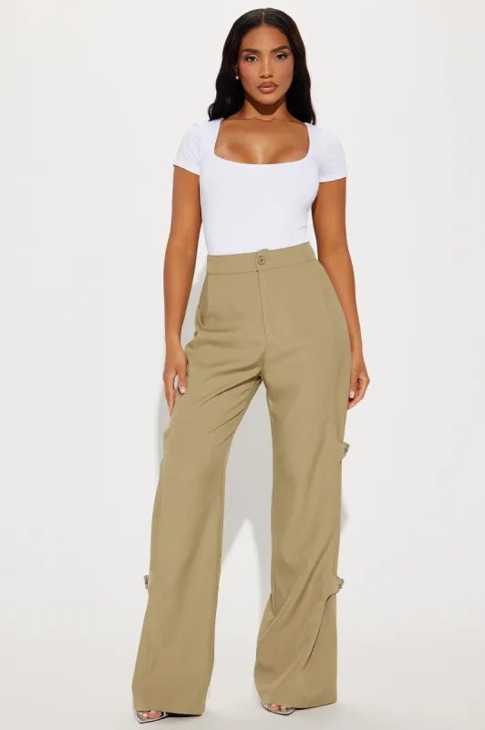 Say What Wide Leg Trouser - Sage sold by Fashion Nova