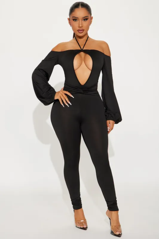 Focus On Us Jumpsuit  - Black sold by Fashion Nova