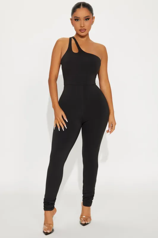 Take It Any Longer Jumpsuit  - Black sold by Fashion Nova